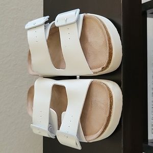 Size 7 white Madden Girl slip on sandals